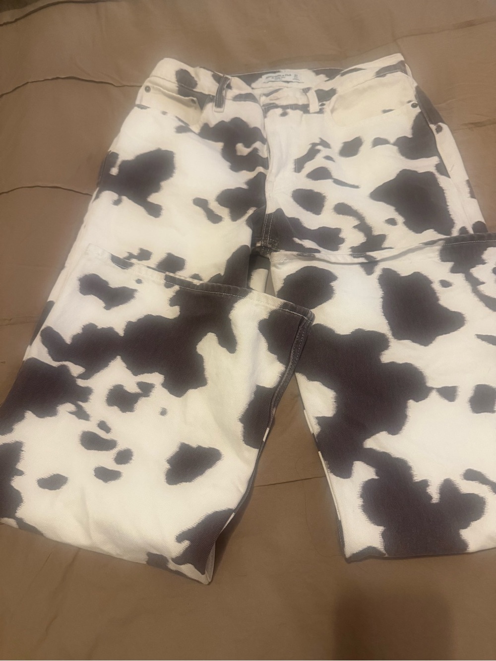Cow Print Wide Leg Jeans - Black & White